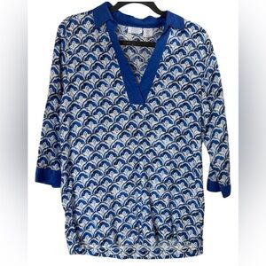 Sigrid Olsen Blue and White Linen Tunic Top